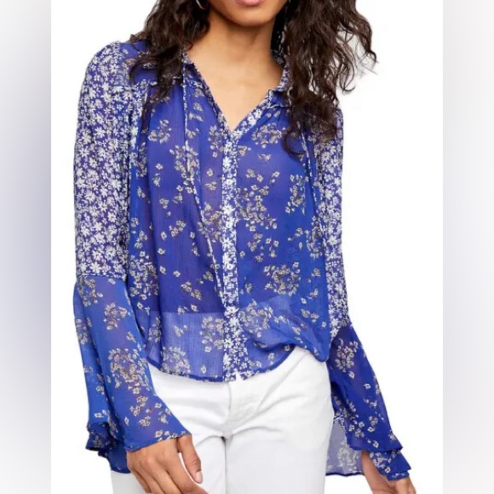 NWT Free People Floral Blue Top